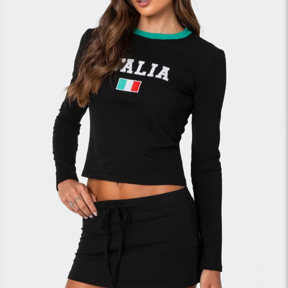 Italia Black Long Sleeve Top - Picture 2 of 8